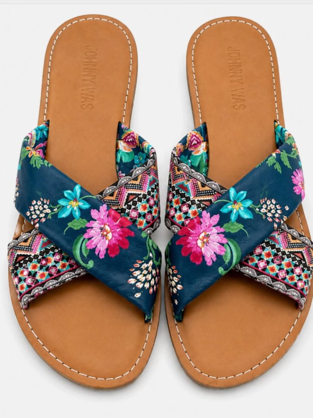 Johnny Was Sonoma Cross Sandal Multi Floral Leather Embroidered NWT Size 8 Rare